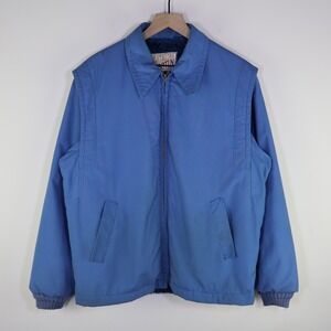 Vintage 70s Catalina Martin Faux Fur Lined Bomber Jacket Size 42 Blue Talon Zip